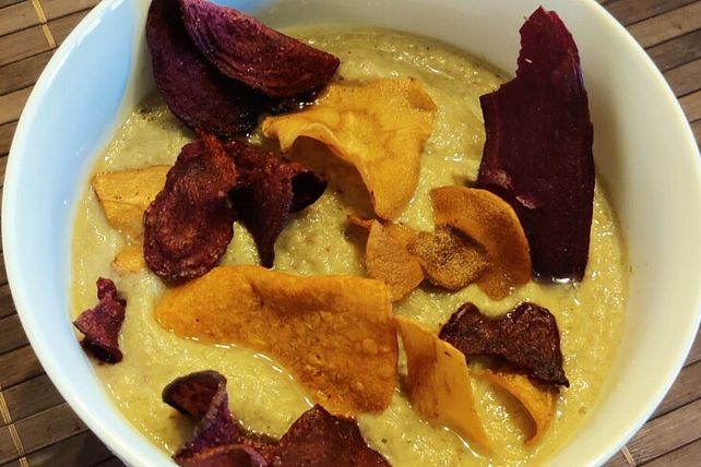 Schnelle Pilzsuppe mit Gemüsechips von Svensationell| Chefkoch
