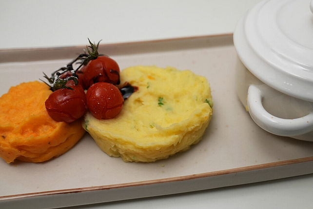 Elsässer Hackfleischtopf mit Kartoffelpüree und Süßkartoffelpüree von ...