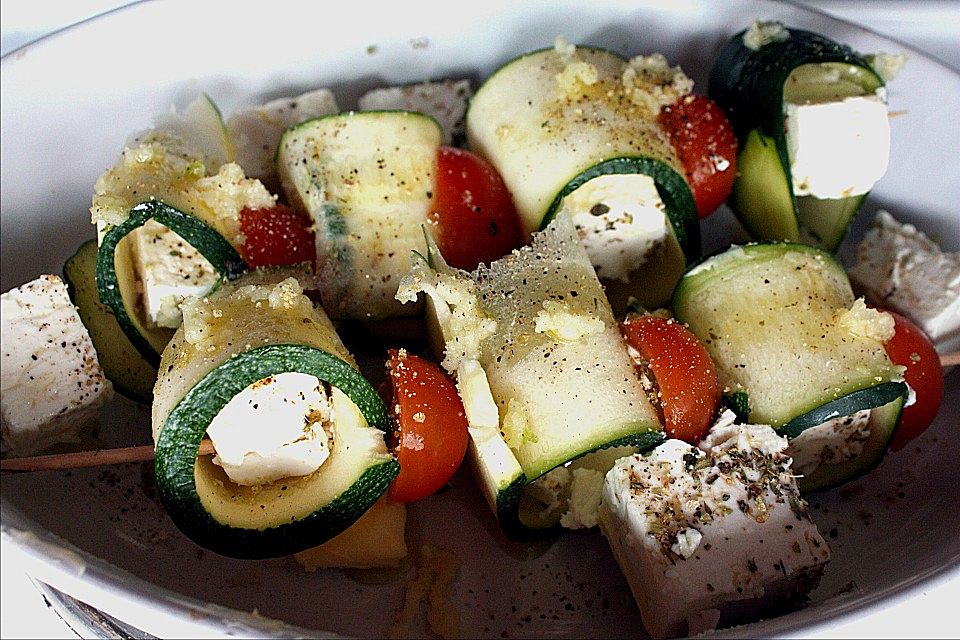 Zucchini-Käse-Spieße