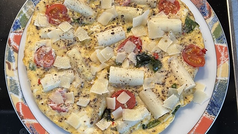 Omelett mit Bärlauch, Spargel und Tomaten von Edmund314| Chefkoch