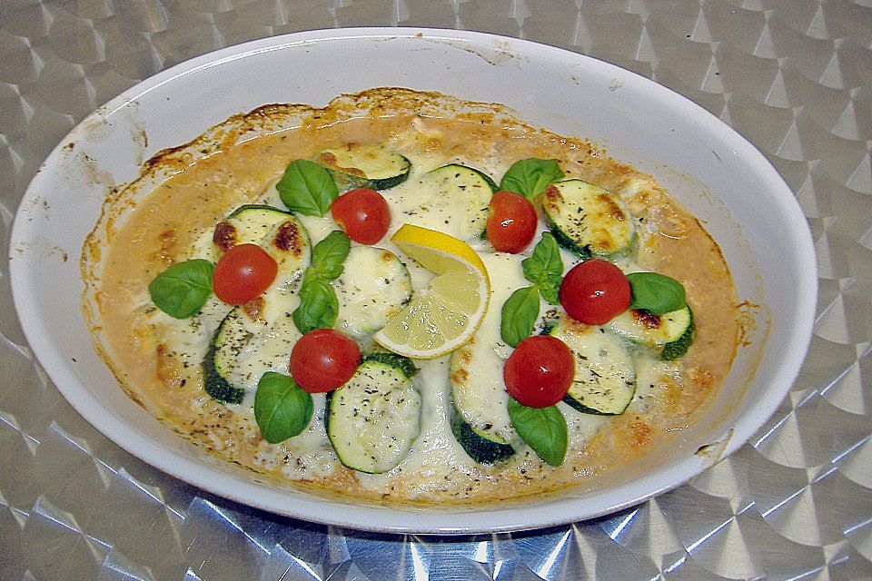 Kabeljau mit Zucchini - Mozzarella - Kruste