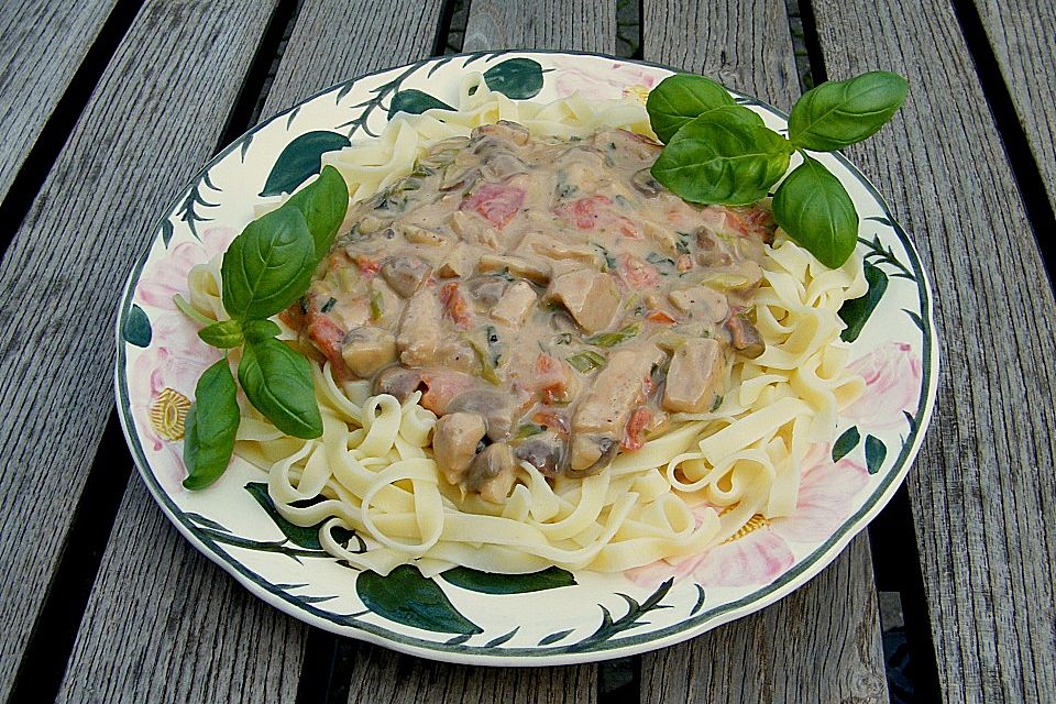 Puten - Tomaten - Ragout mit Nudeln