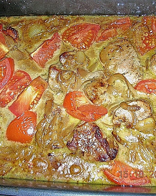 Schweinemedaillons in Zwiebel - Curry - Sahne