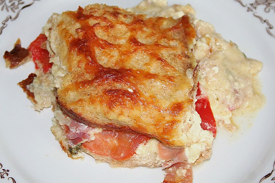 Schnitzel - Auflauf mit Brot - Käse - Kruste