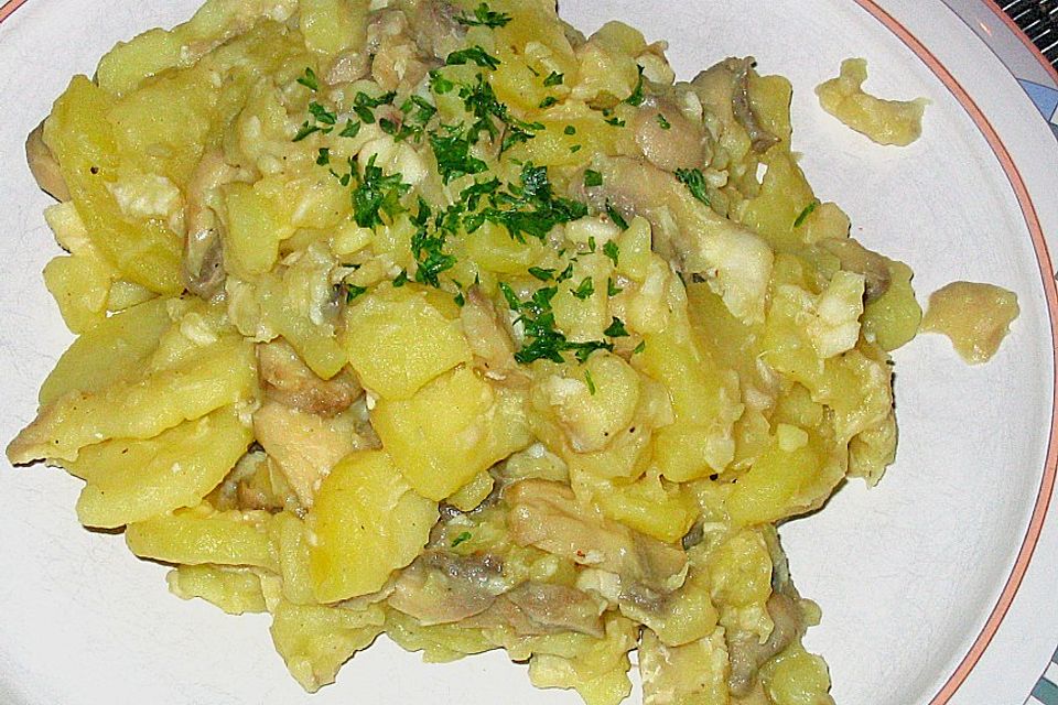 Fischpfanne mit Champignons