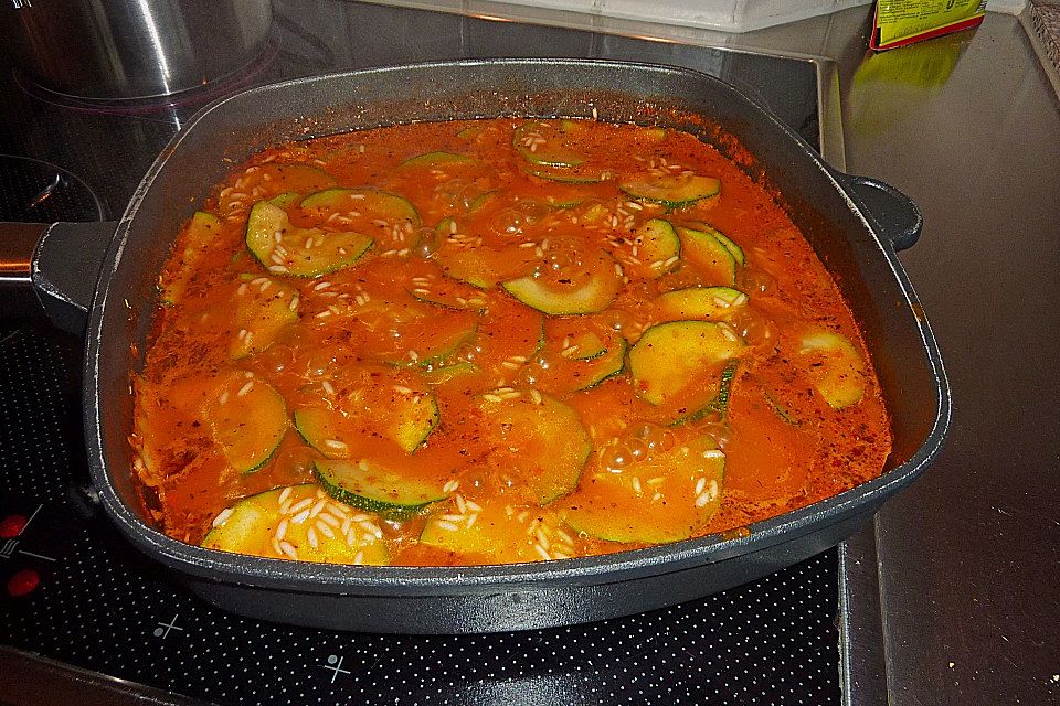 Zucchini - Reispfanne (Blitzrezept)