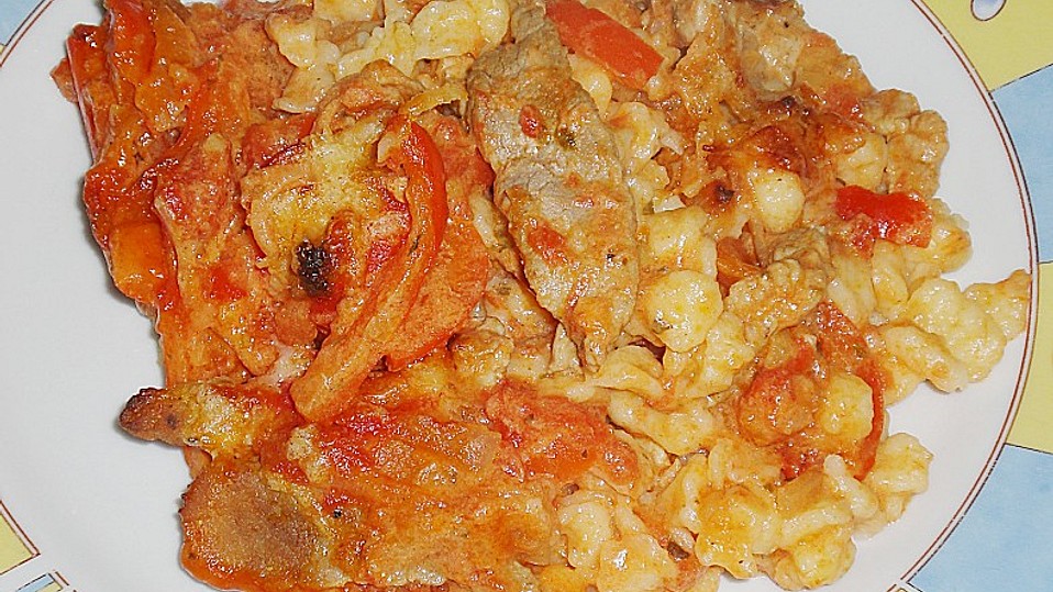 Spätzleauflauf mit Schweinefleisch und Paprika von berniek007