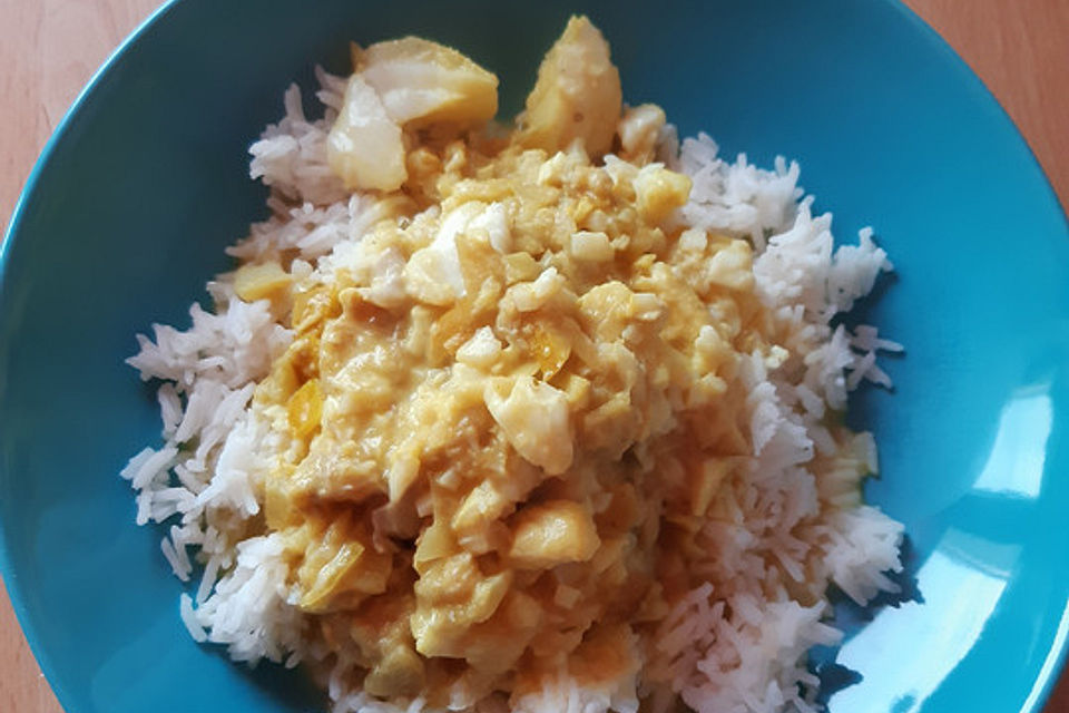 Kabeljau in Curry