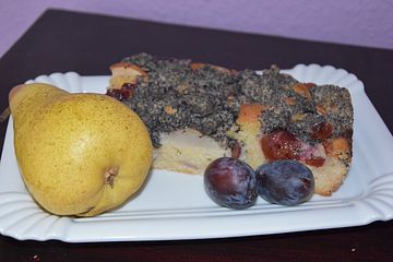 Obstkuchen mit Nussstreusel oder Mohnbelag