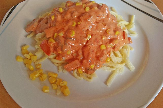 Tomaten - Mais - Sahne Soße von Lenski| Chefkoch