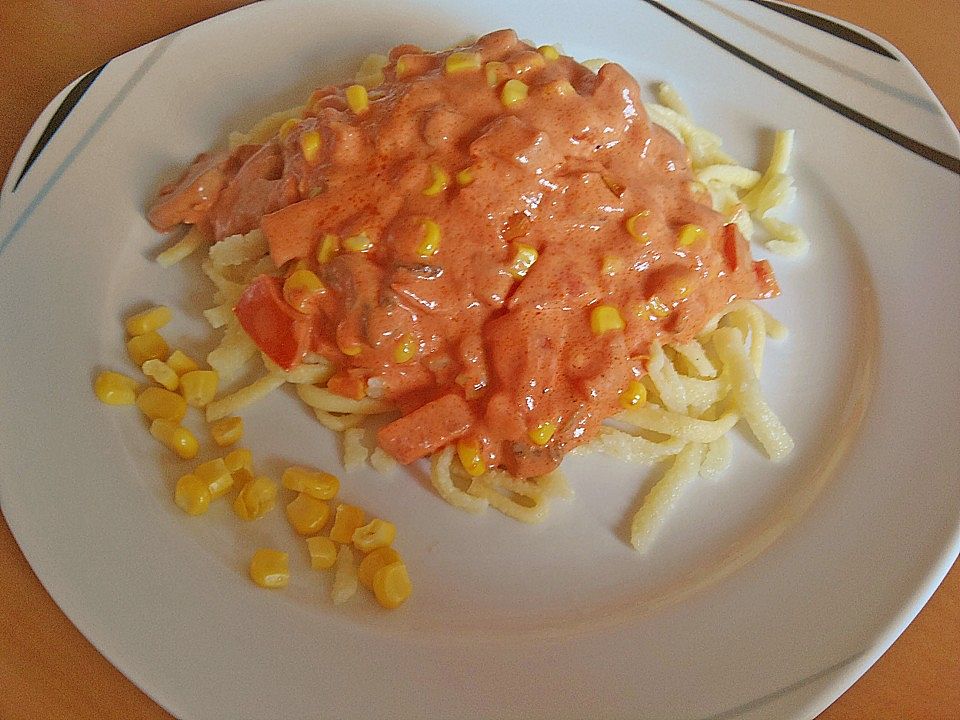 Tomaten - Mais - Sahne Soße von Lenski| Chefkoch