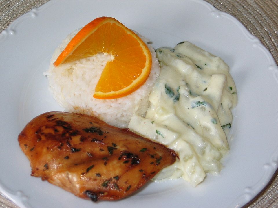 Feines Kräuterhuhn mit Kohlrabigemüse an Bechamel - Reis von qwertüp1 ...