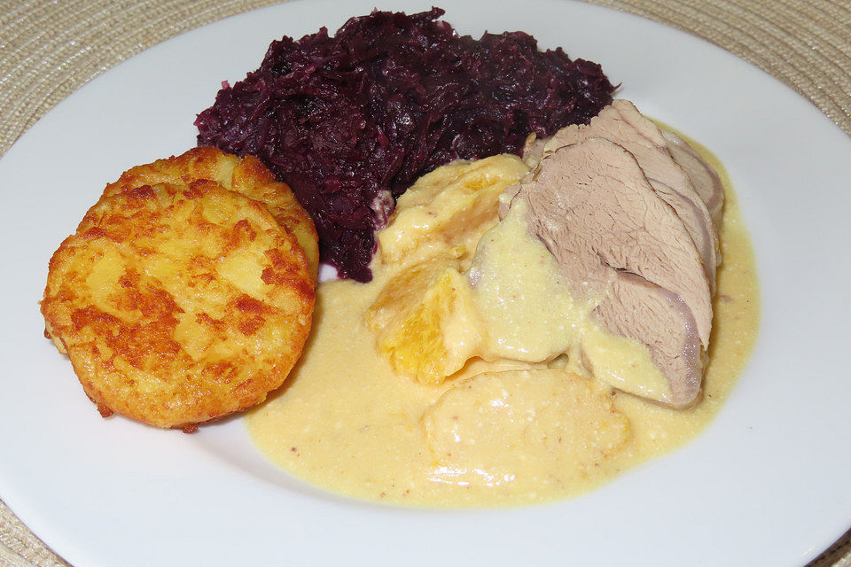 Schweinefilet mit Orangen - Senf - Sauce