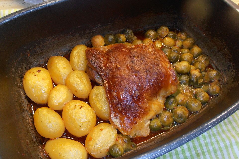 Putenoberkeule knusprig aus dem Backofen