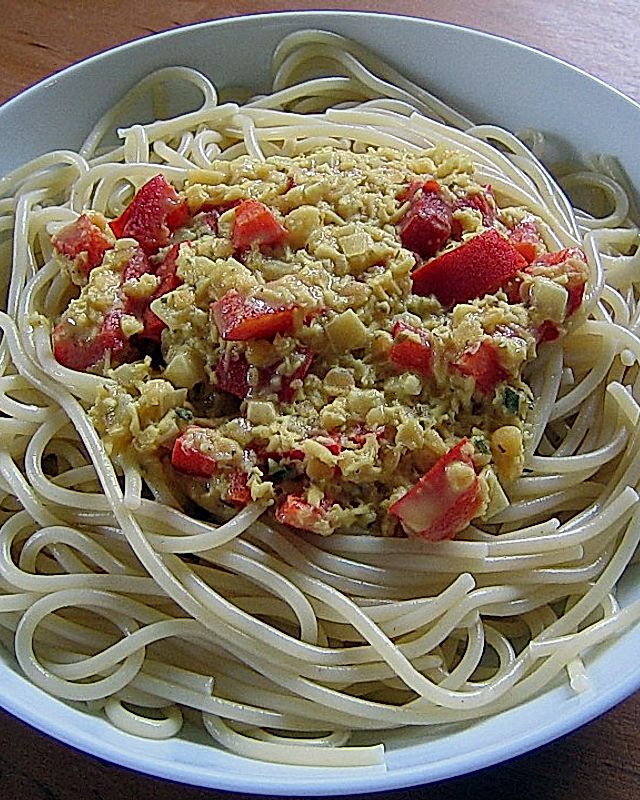 Curry - Linsen - Sauce mit Spaghetti