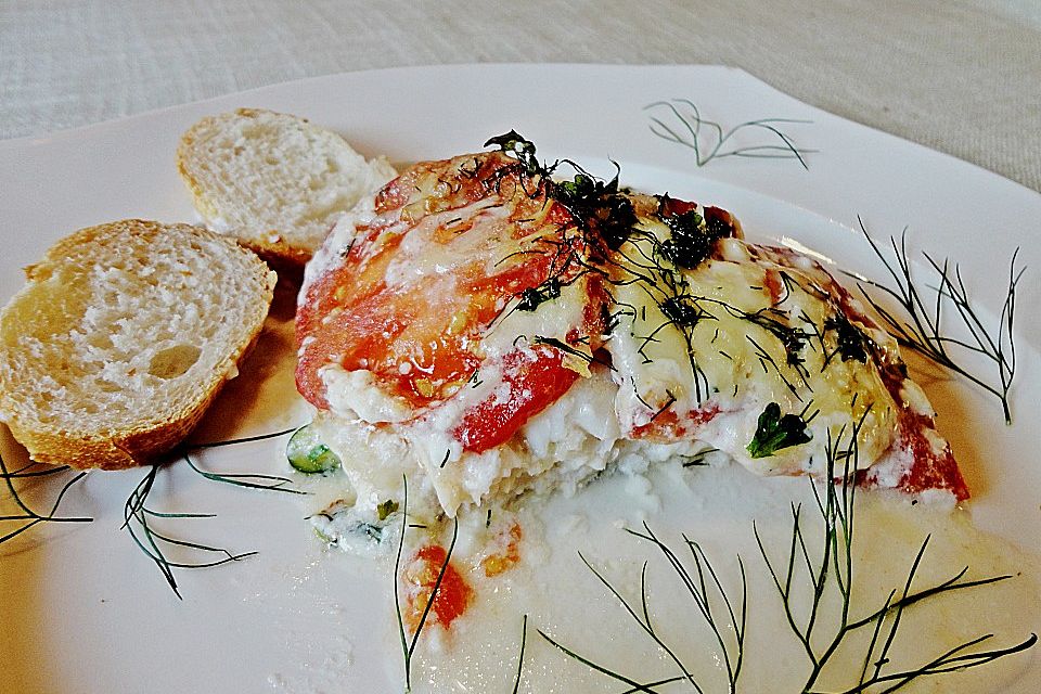 Seelachsfilet auf Zucchinibett