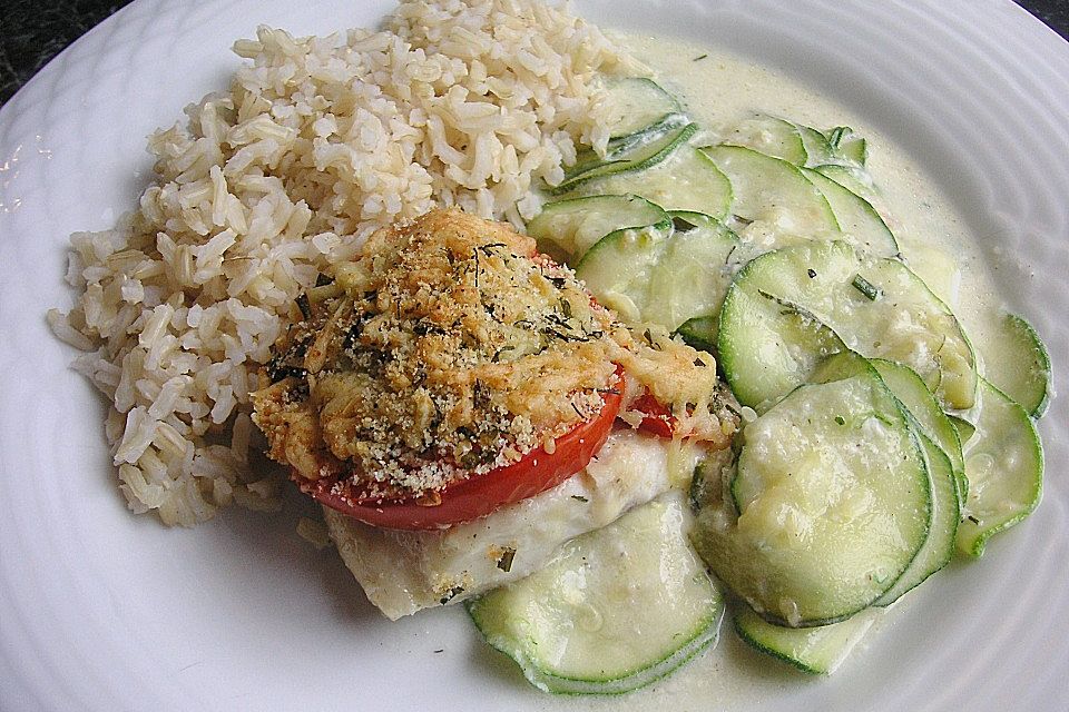 Seelachsfilet auf Zucchinibett