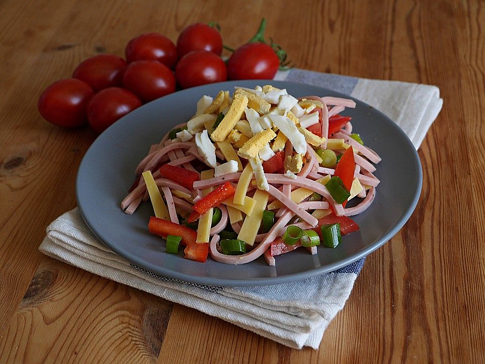 Wurstsalat mit Käse, Paprika und Tomaten von sweber99| Chefkoch
