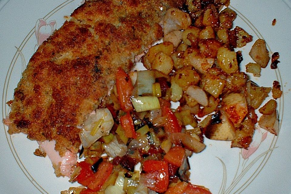 Lachs gratiniert mit Tomaten - Meerrettich - Kruste