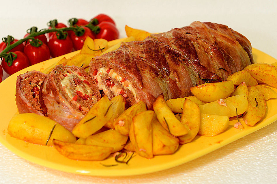 Mediterraner Hackbraten mit Oregano-Kartoffeln