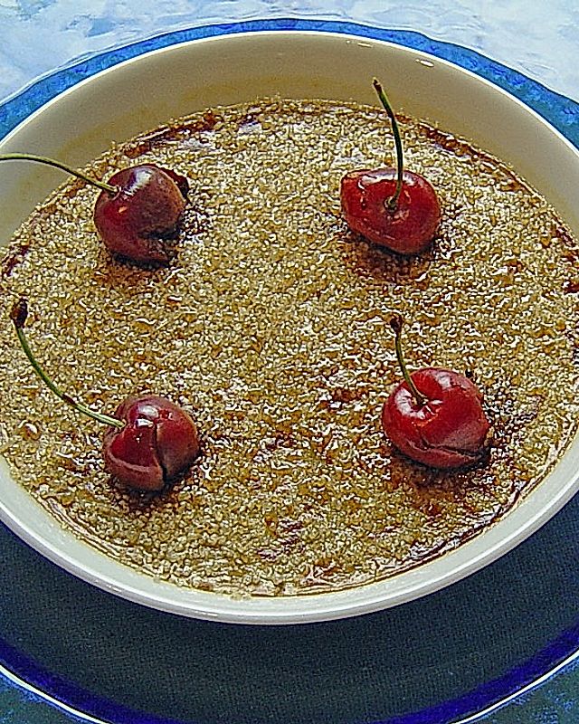 Crème brûlée von der Geflügelleber mit Balsamico - Kirschen