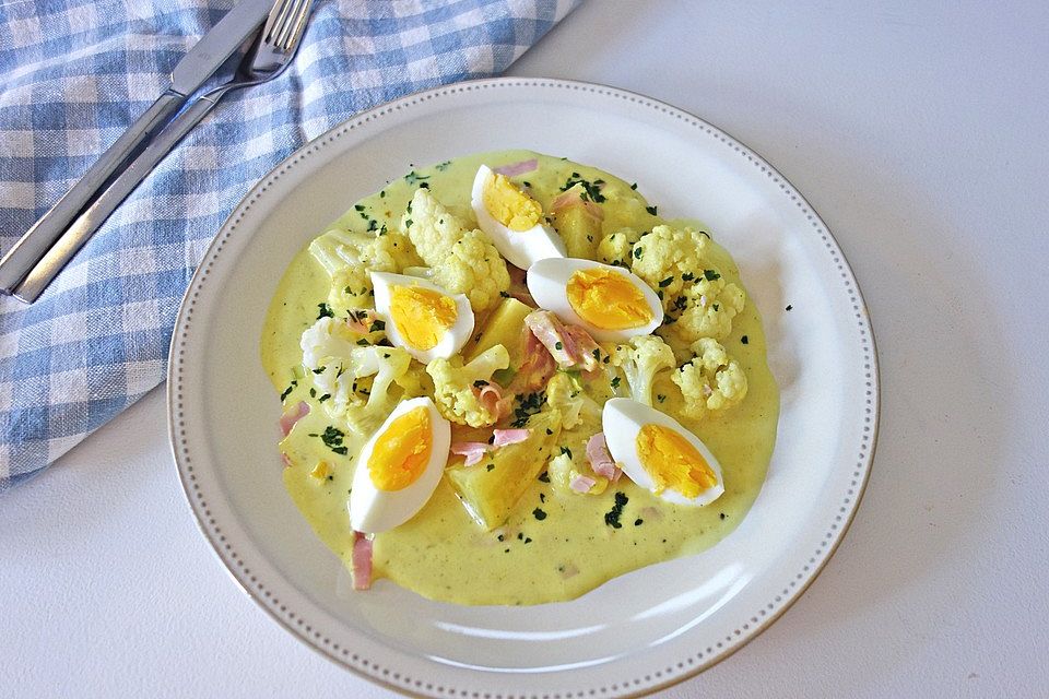 Eier-Blumenkohl-Ragout