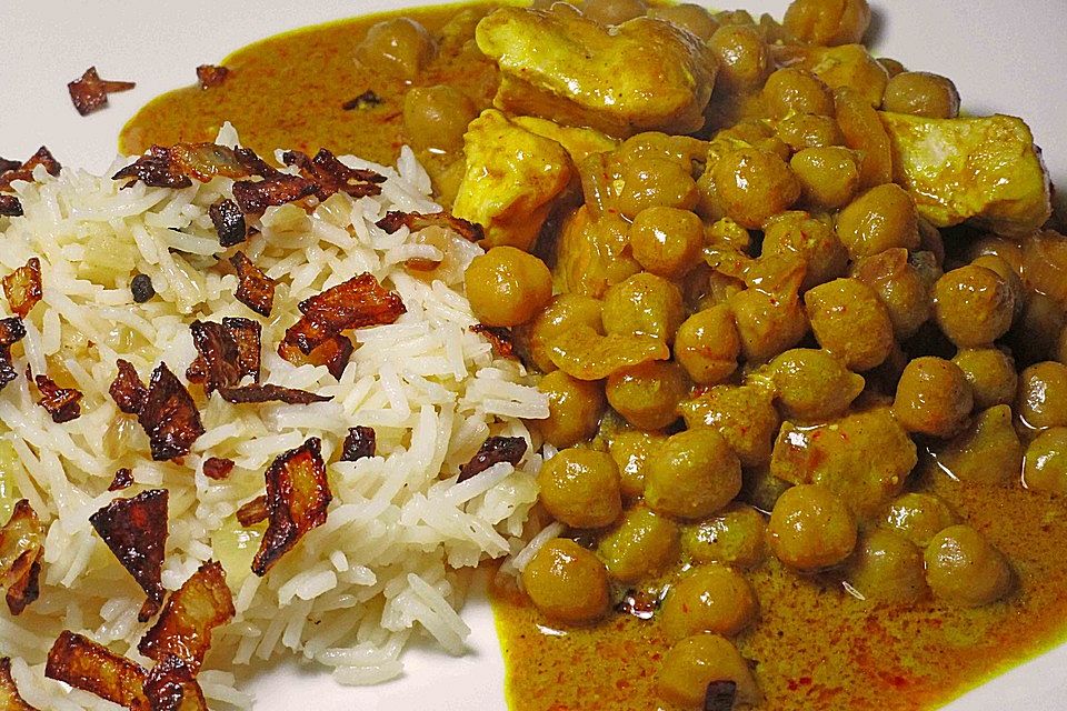 Indisches Curry mit Huhn und Kichererbsen