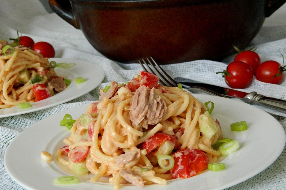 Spaghetti - Salat mit Thunfisch