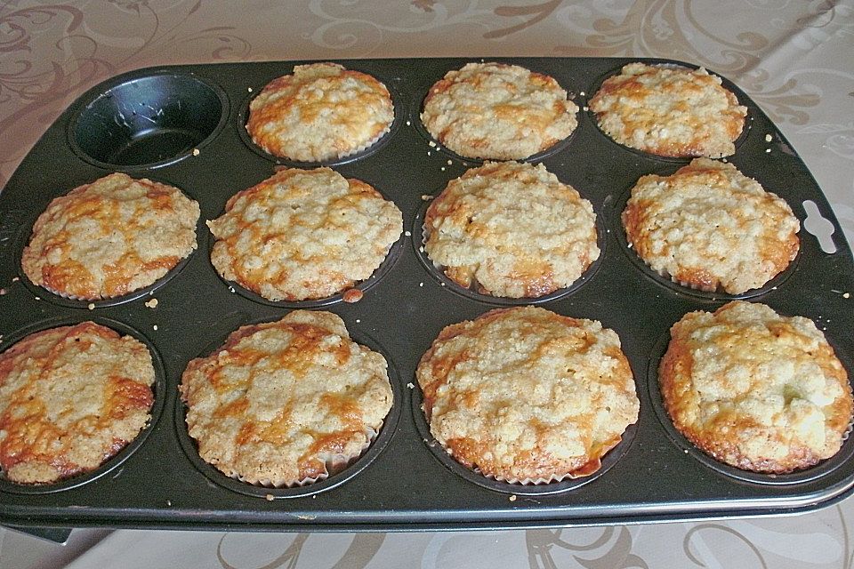 Rhabarber - Zitronen - Muffins mit Streuseln