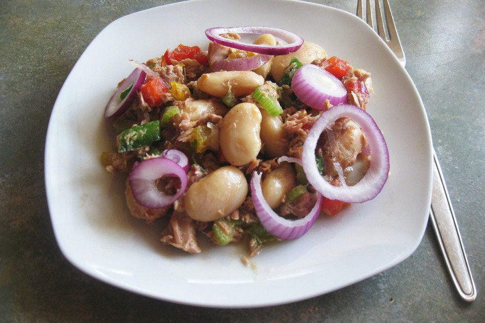 Toskanischer Thunfischsalat mit Bohnen und Zwiebeln