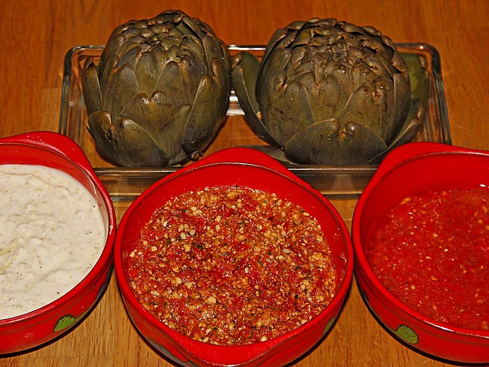 Frische Artischocken mit 3 verschiedenen Dips| Chefkoch