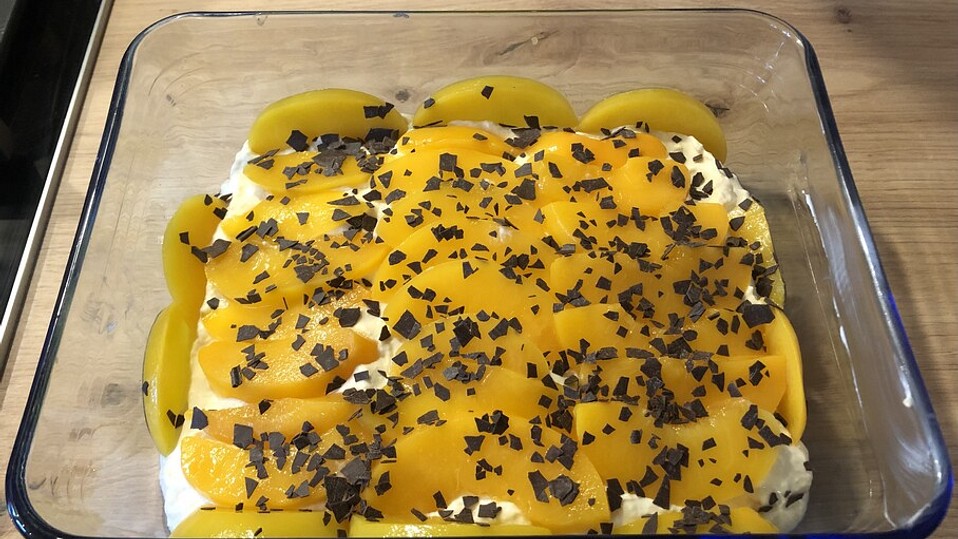 Pfirsich - Mascarpone - Dessert von selterskuchen Pfirsich - Mascarpone - Dessert von selterskuchen