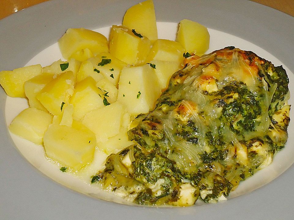 Seelachsfilet mit Spinat - Feta - Kruste - Kochen Gut | kochengut.de