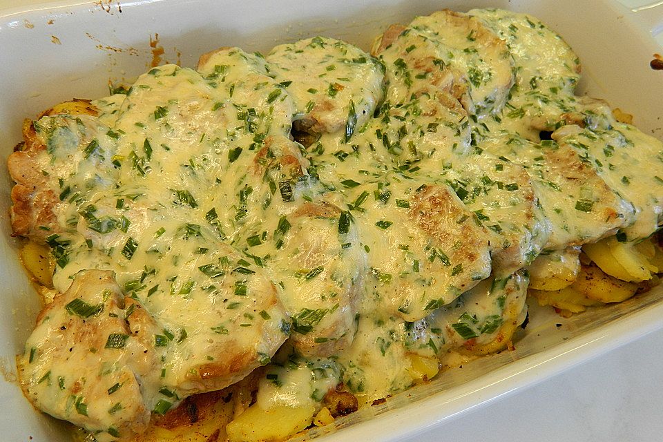 Bratkartoffelauflauf mit Schnitzel