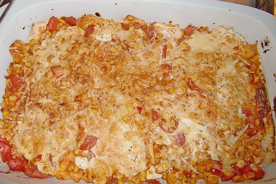 Enchiladas mit Hähnchen und Mais