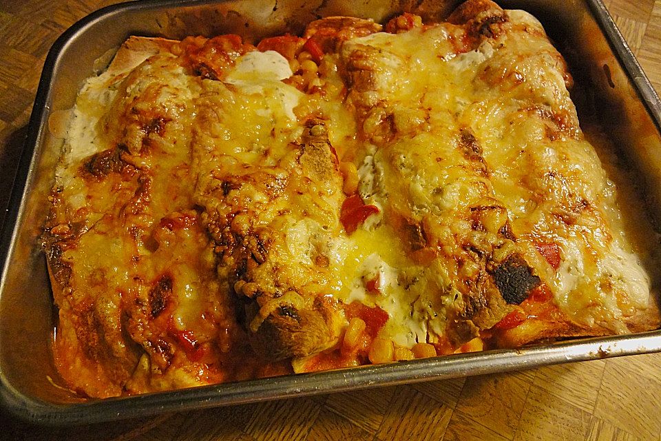 Enchiladas mit Hähnchen und Mais