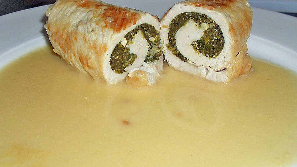 Putenroulade mit Blattspinat - Feta - Füllung von fitzelchen Putenroulade mit Blattspinat - Feta - Füllung von fitzelchen