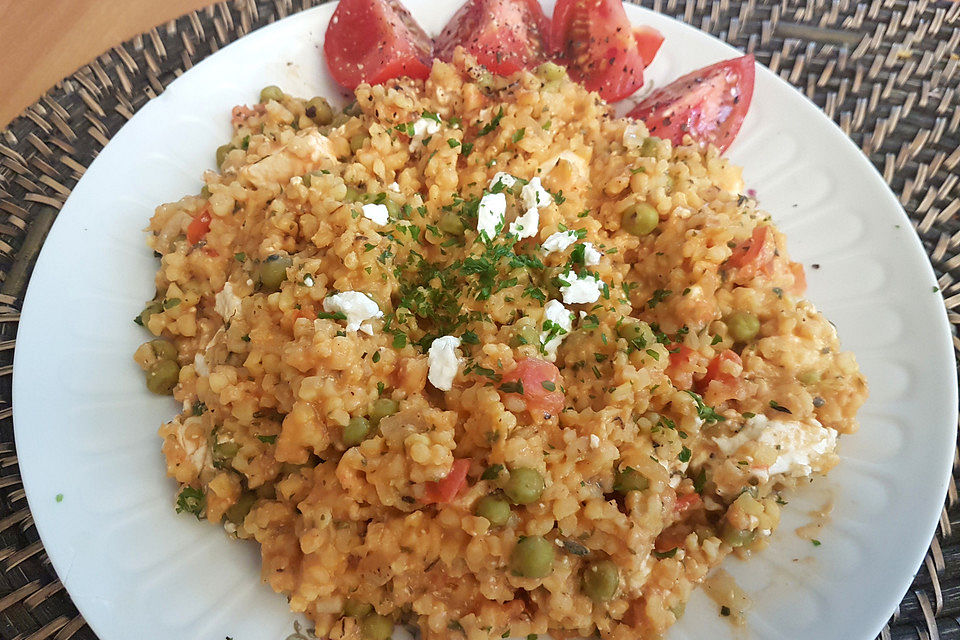 Bulgur - Tomaten - Feta - Pfanne