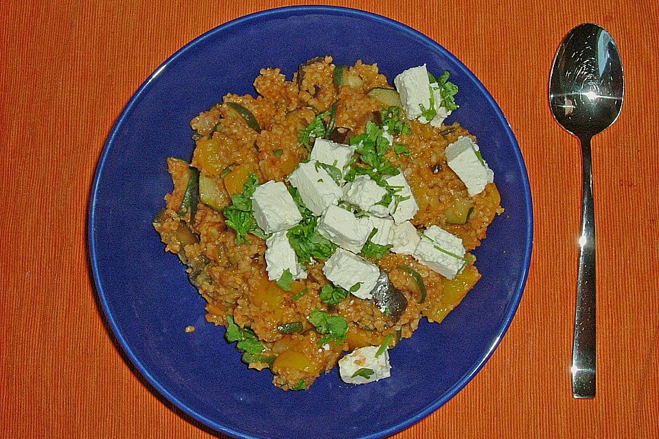 Bulgur - Tomaten - Feta - Pfanne