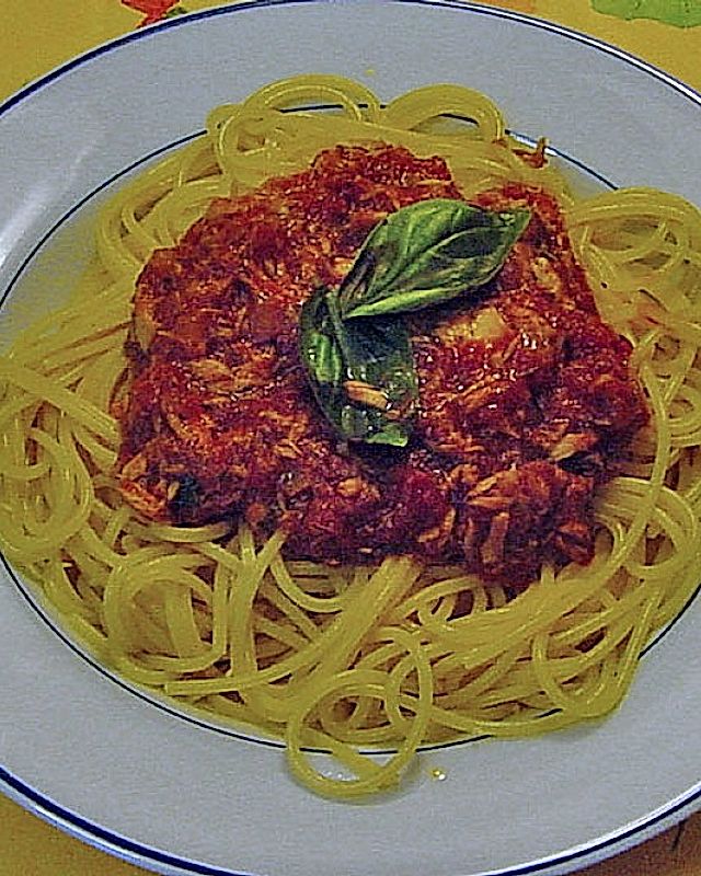 Tomaten - Thunfischsoße zu Spaghetti