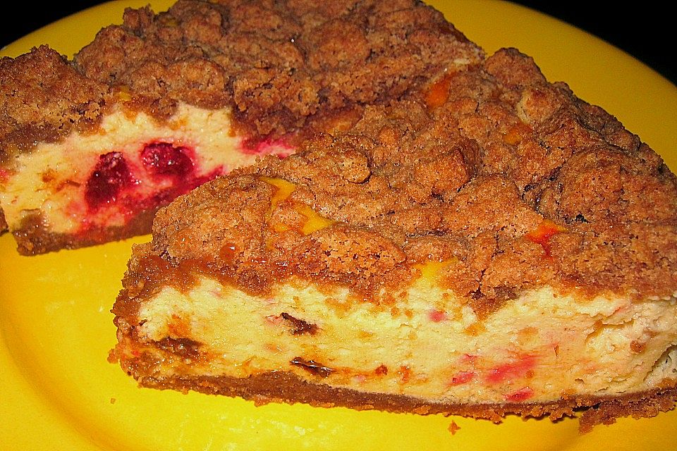 Schoko - Streuselkuchen mit Vanille - Kirschfüllung