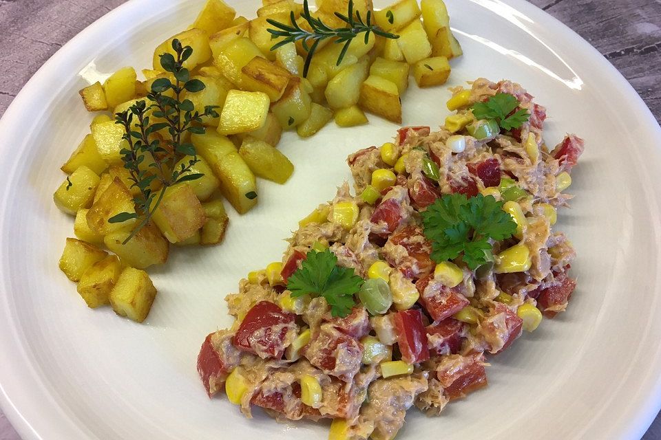 Thunfischsalat mit Paprika und Mais