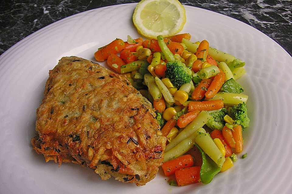 Hähnchenschnitzel mit Reibekuchen - Hülle