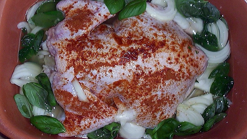 Zitronenhuhn bzw. Zitronenhähnchen mit Naturreis im Römertopf von ... Zitronenhuhn bzw. Zitronenhähnchen mit Naturreis im Römertopf von ...