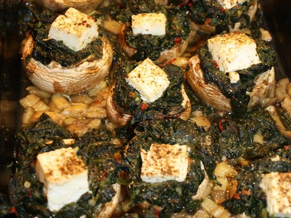 Überbackene, gefüllte Champignons mit Spinat und Schafskäse von CAM_199 ...