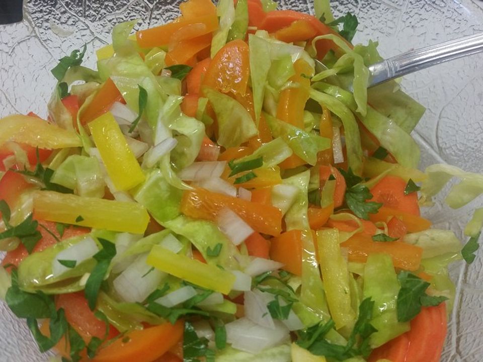 Griechischer Krautsalat mit Karotte und Paprika von obenthaus| Chefkoch