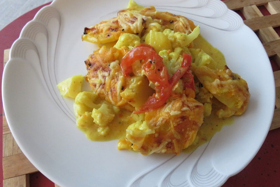 Blumenkohl, überbacken mit Käse - Lauch - Sauce