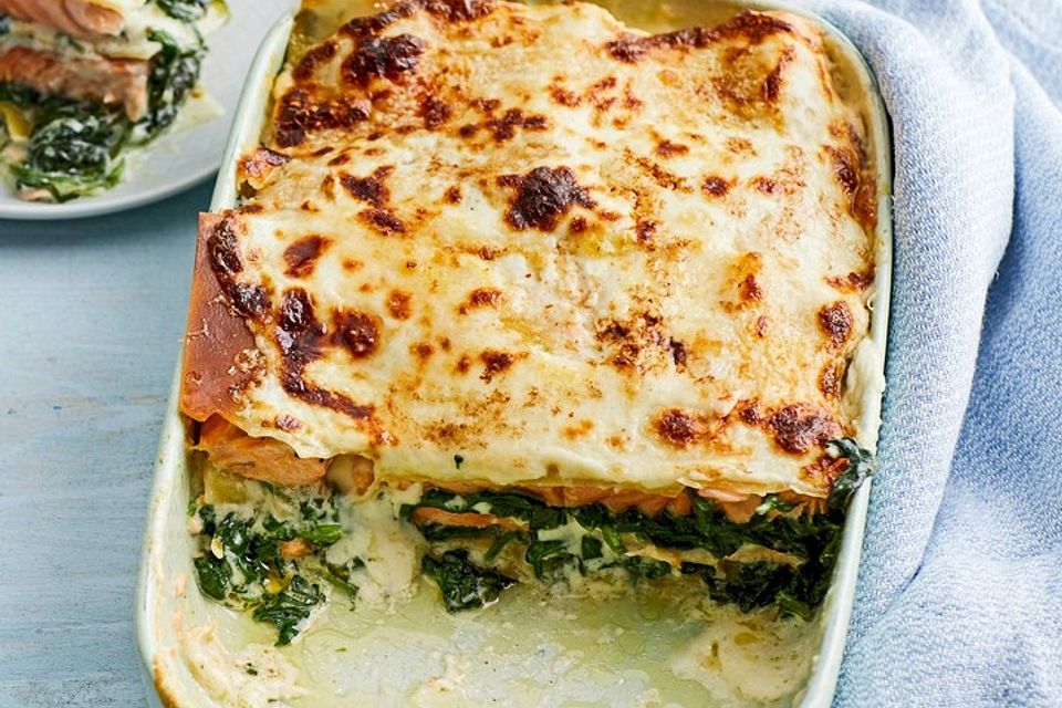 Leichte Spinat-Lachs-Lasagne