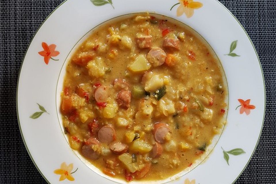 Scharfe Curry - Linsensuppe