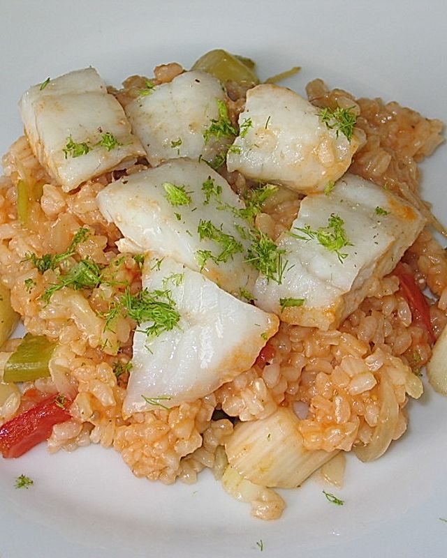 Schnelle Fisch - Reis - Pfanne